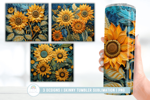 3D Embroidery Sunflower Tumbler