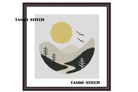 Abstract Mountains Landscape Embroidery