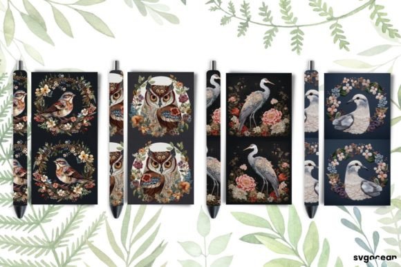 Birds Embroidery Pen Wraps Sublimation