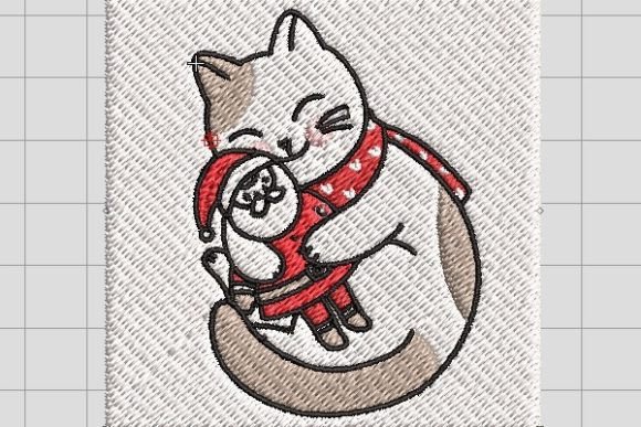 Cat Hugging Little Santa Embroidery File Review