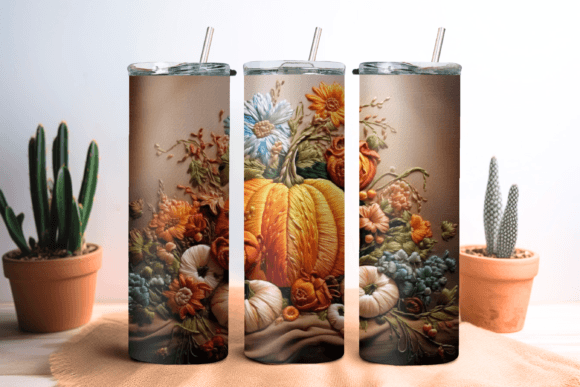 Embroidery Pumpkin Tumbler Wrap
