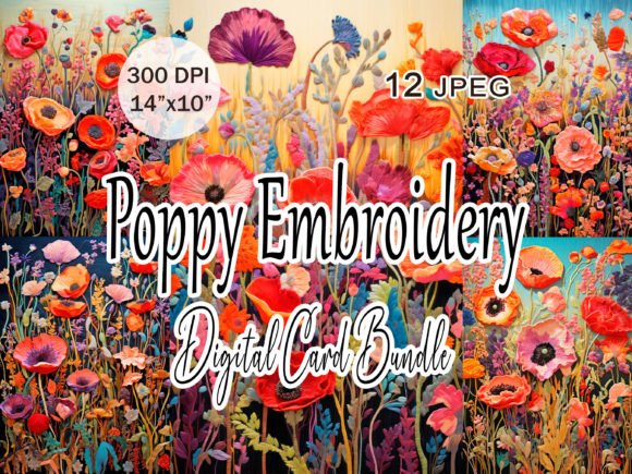 Poppy Embroidery Tapestry JPEG Clipart