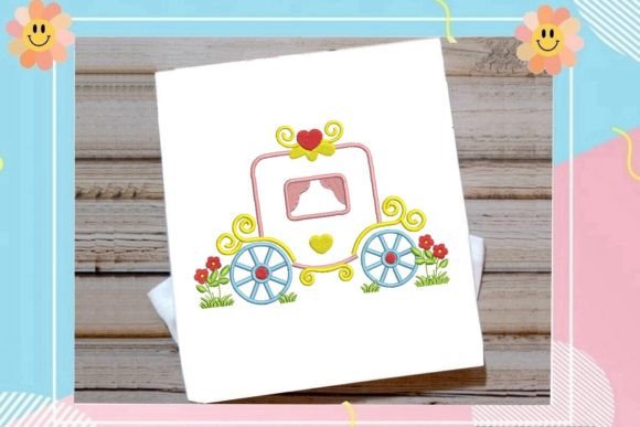 Princess Carriage with Heart Embroidery